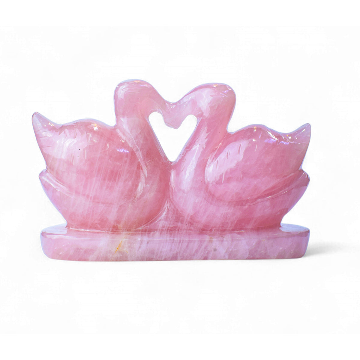 Soulmates in Crystal – Rose Quartz Swans
