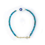Blue Apatite Evil Eye Bracelet 2mm