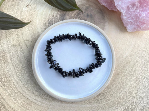 Black Tourmaline Crystal Chip Bracelet