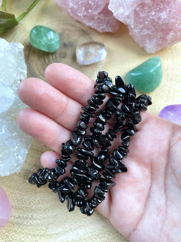 Black Tourmaline Crystal Chip Bracelet