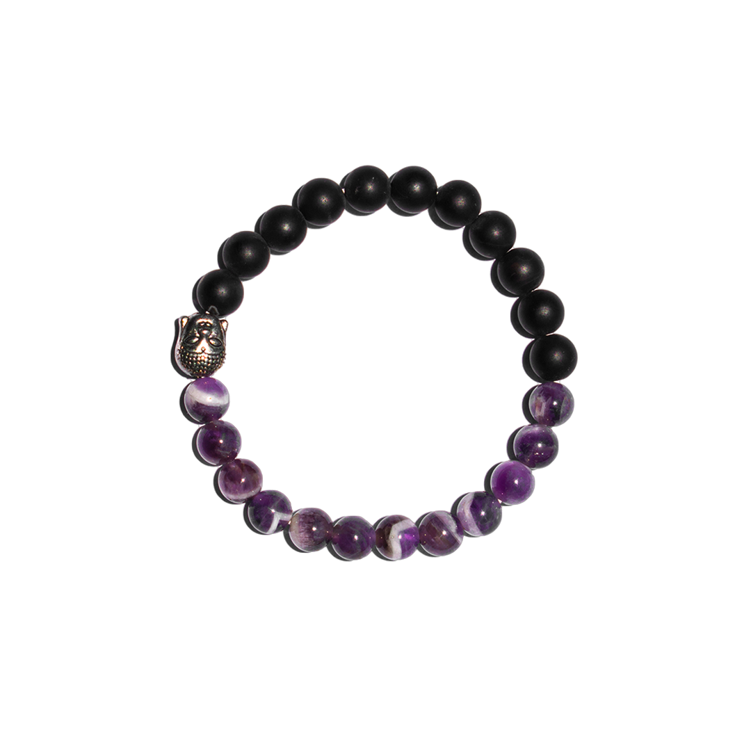 Soothing Protection - Amethyst Matte Onyx Bracelet