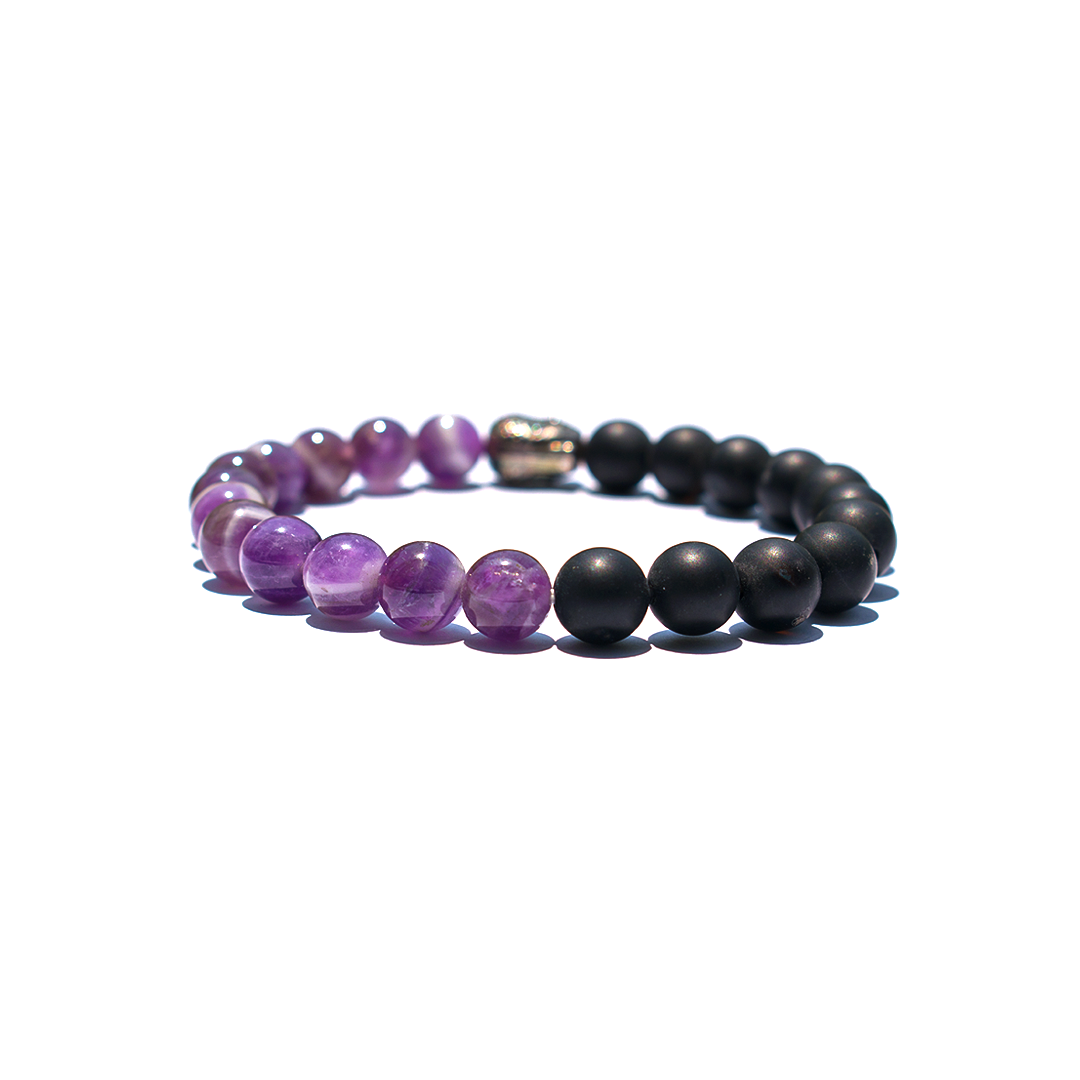 Soothing Protection - Amethyst Matte Onyx Bracelet