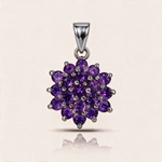 Enchanté Bloom natural amethyst cluster pendant in 925 sterling silver – February birthstone