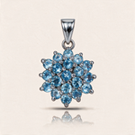 Enchanté Bloom natural blue topaz cluster pendant in 925 sterling silver – December birthstone