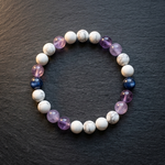 The Calm Bracelet — howlite, amethyst and two blue kyanite accent beads