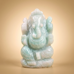 Aarambh Ganesha natural amazonite Ganesh ji idol, front view