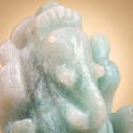 Close-up of natural amazonite Ganesh ji face and trunk