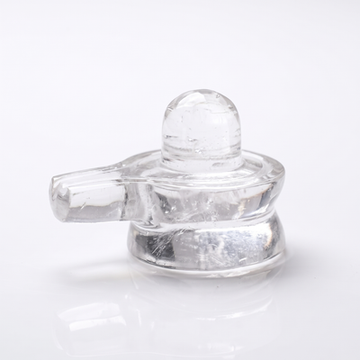 Clear Quartz Sphatik Shivling on white background — Gift Palace India