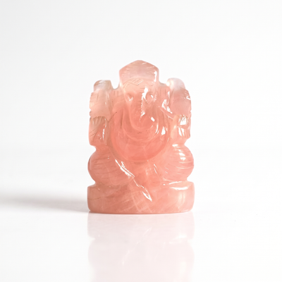 Rose Quartz Ganesha idol on white background — Gift Palace India