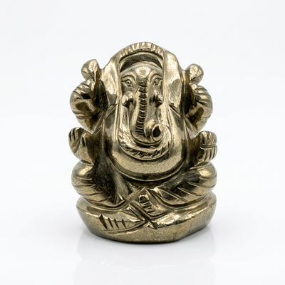 Ganesha in natural pyrite on white background — Gift Palace India