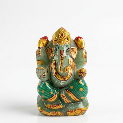 Green Aventurine Ganesha idol on white background — Gift Palace India