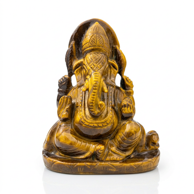 Tiger's Eye Ganesha idol on white background — Gift Palace India