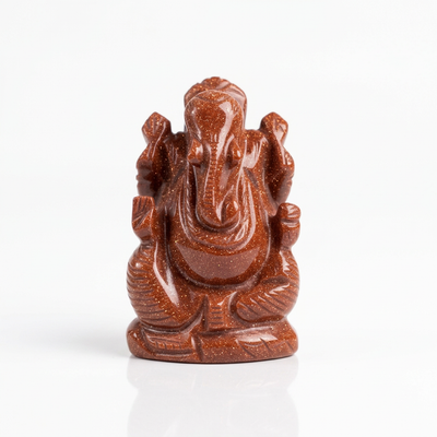 Goldstone Ganesha idol on white background — Gift Palace India