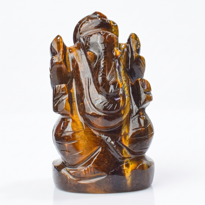 Tiger's Eye Ganesha idol on white background — Gift Palace India