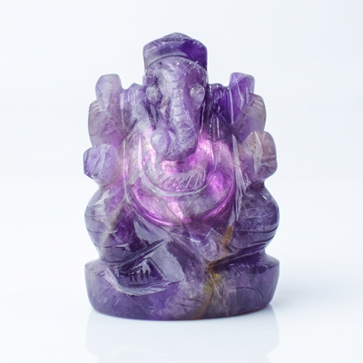 Amethyst Ganesha idol on white background — Gift Palace India