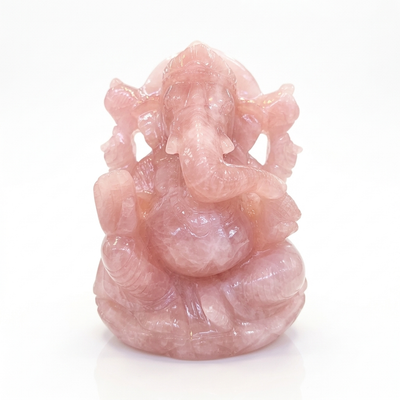 Premium Rose Quartz Ganesha idol on white background — Gift Palace India