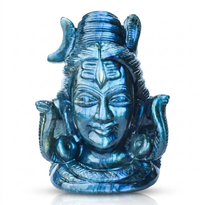 Lord Shiva Dragon's Heart labradorite on white background — Gift Palace India