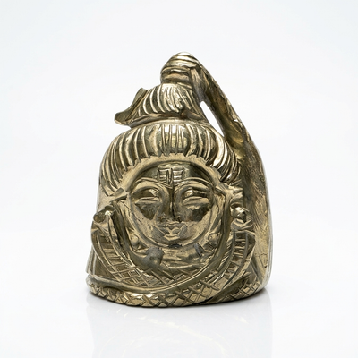 Shiva Head carved in pyrite on white background — Gift Palace India