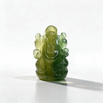 Vidya Ganesha natural yellow fluorite stone idol, front view