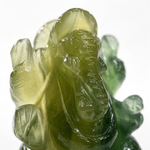 Close-up of natural fluorite Ganesha showing translucent stone