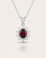 Garnet Enchanté Royale Halo Pendant — January birthstone, 925 silver, cubic zirconia halo