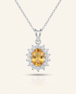Citrine Enchanté Royale Halo Pendant — November birthstone, 925 silver, cubic zirconia halo