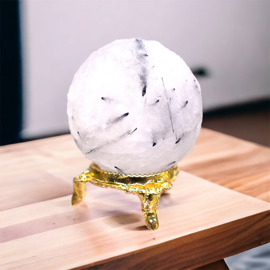 Tourmanilated quartz moon shape Sphere