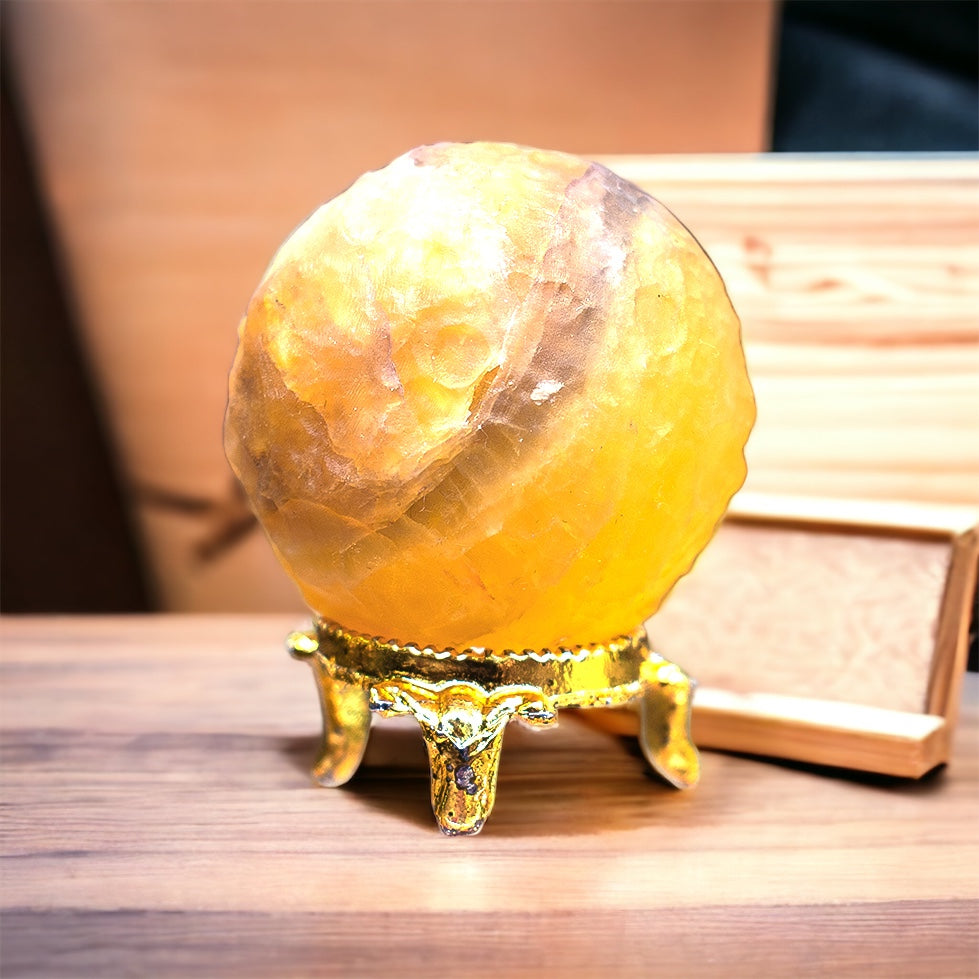 Yellow Fluorite Moon Shape Sphere