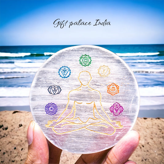 Selenite seven chakra Plate 1207