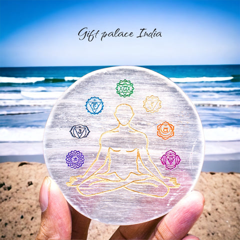 Selenite seven chakra Plate