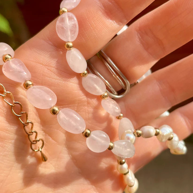 Rose Quartz & Pearls Necklace
