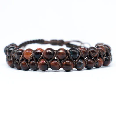 Red Tiger's Eye 2 Line Adjustable Bracelet