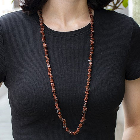 Mahagony Obsidian Chips Necklace 470