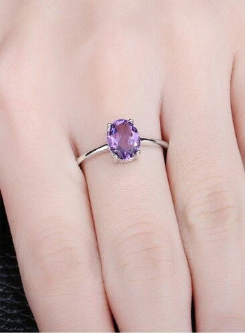 Amethyst Pure Silver Ring