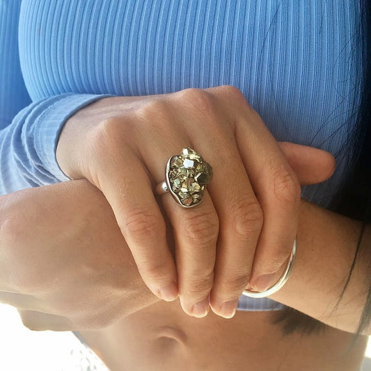 Raw Pyrite Ring 953