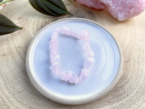 Pink Rose Quartz Crystal Chip Bracelet