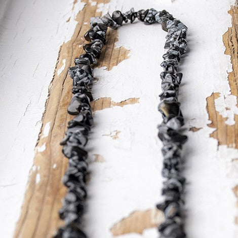 Snowflake Obsidian Chips Necklace