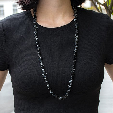 Snowflake Obsidian Chips Necklace 470