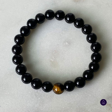 Black Onyx With Tiger Eye Bracelet - Protection charm