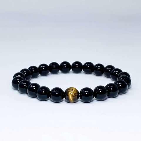 Black Onyx With Tiger Eye Bracelet - Protection charm