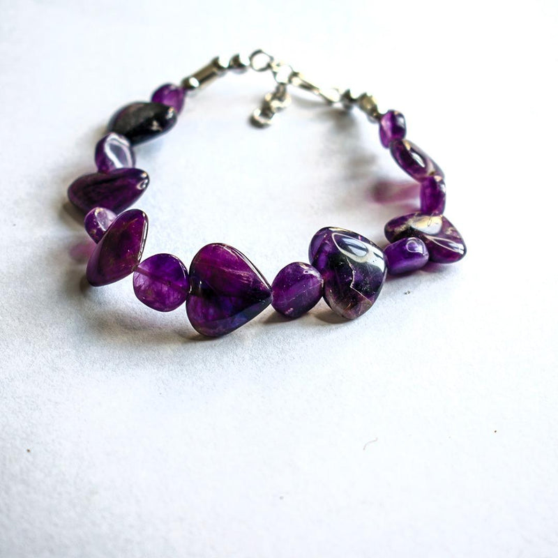 Amethyst Hearts Adjustable bracelet