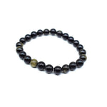 Gold sheen obsidian beaded bracelet, close-up of golden shimmer – Gift Palace India