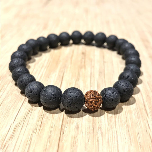 lava with rudraksha Bracelet - bring calmness 1080