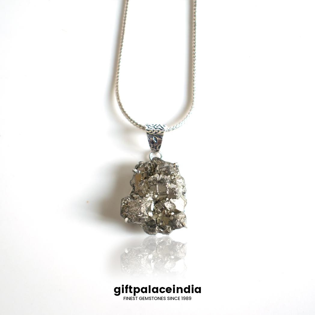Pyrite Cluster Brass Necklace