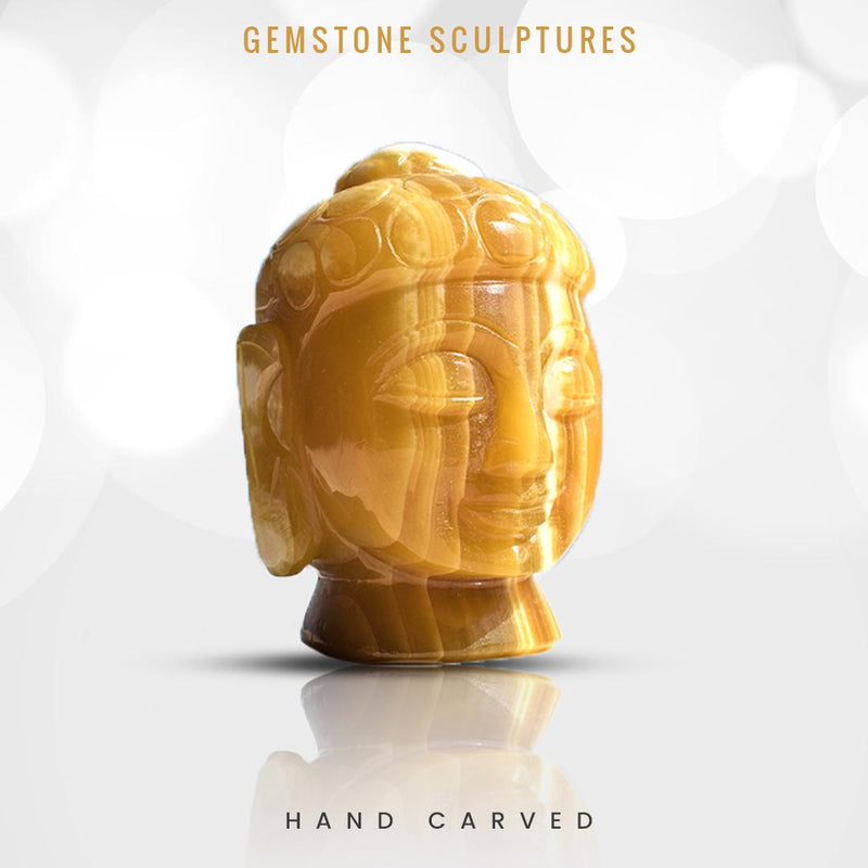 Orange Calcite Meditating Budha Head